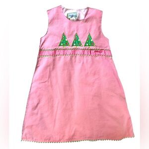 Little Threads Christmas Trees Pink Dress Girls Size 6